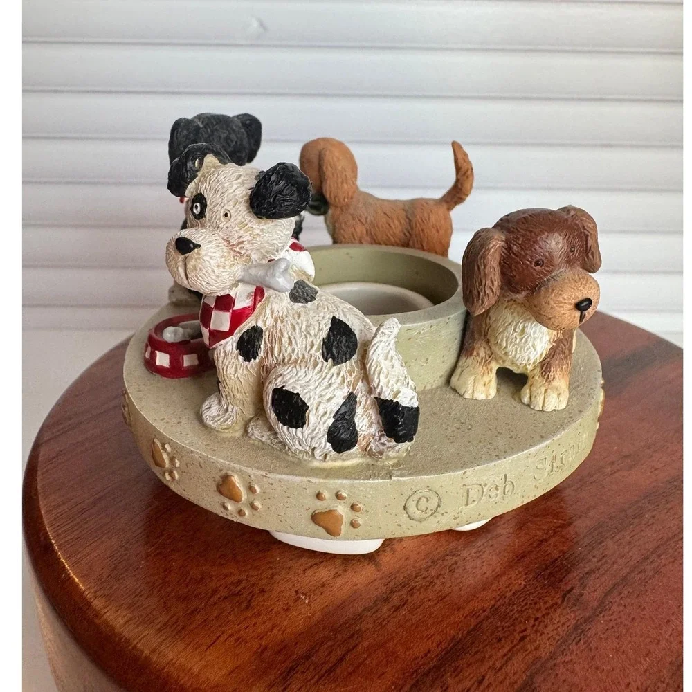 VTG Deb Strain Candle Capper Dogs Figurine Puppy‎ Decor Farmhouse Style